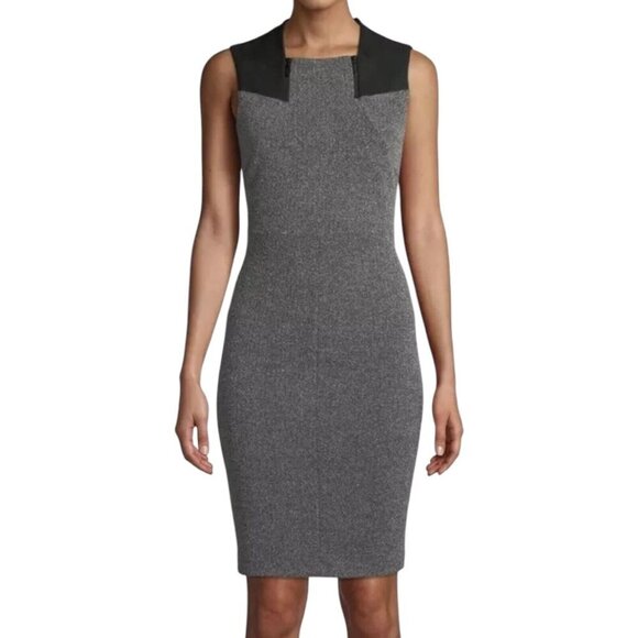 Donna Karan Dresses & Skirts - DONNA KARAN Stretch Tweed Sheath Dress Women's 8 Marled Black Gray Preppy Office